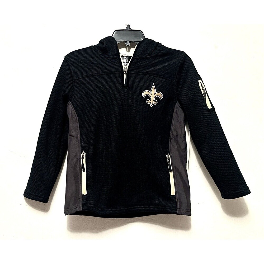 New Orleans Saints NFL Boys Medium 10-12 Black Zip Up Sweater Sweatshirt Hoodie